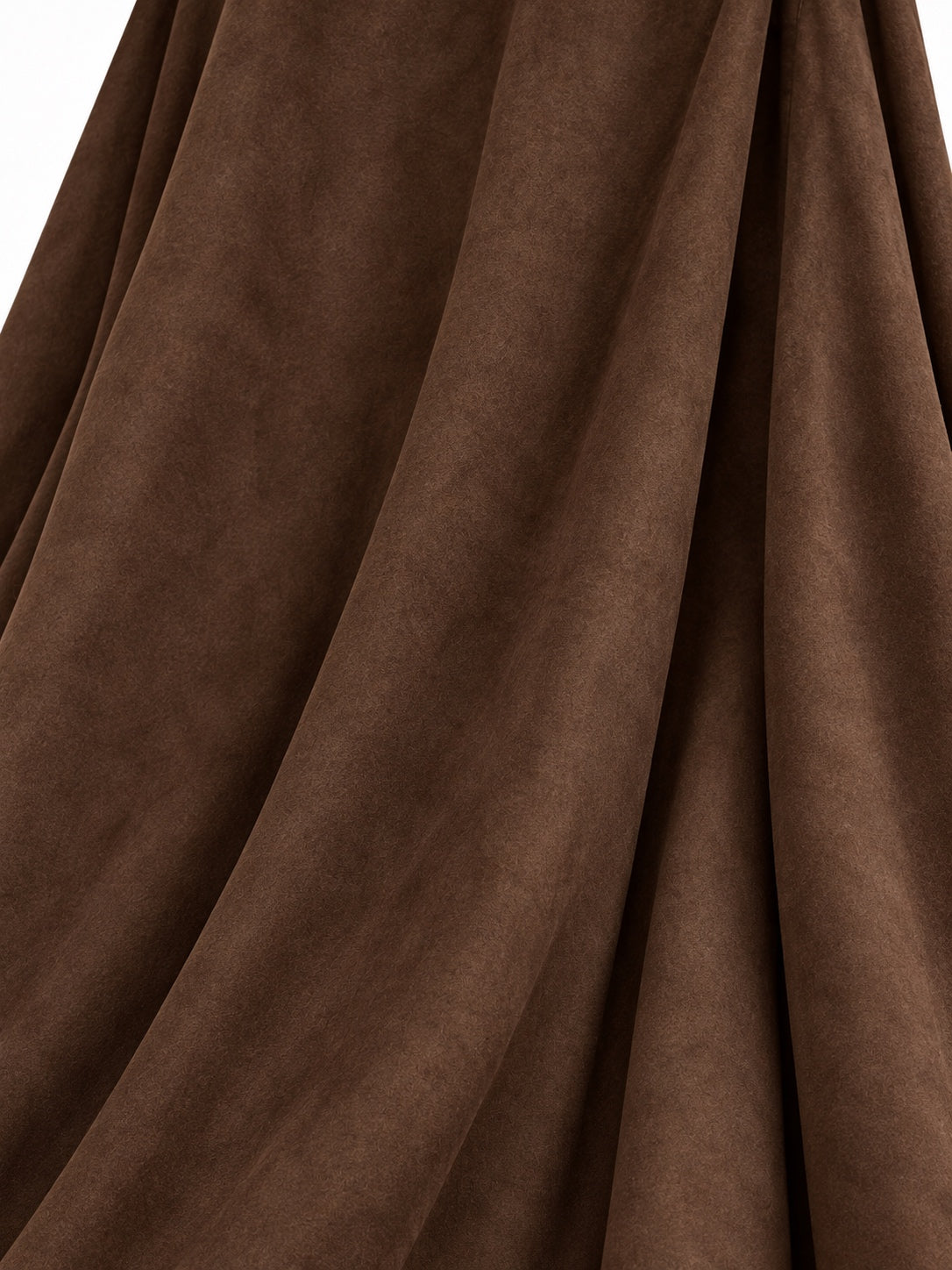 Süet Etek Kloş Uzun Kahverengi